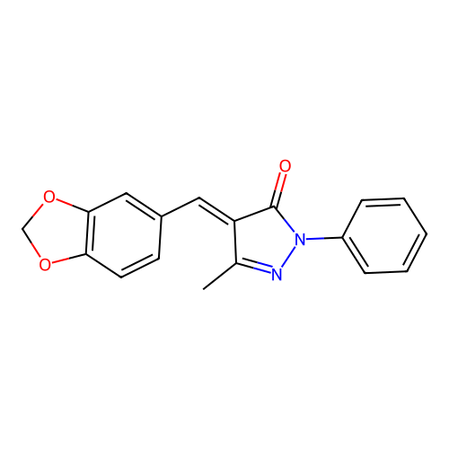 4-Benzo[1,3]dioxol-5-ylmethylene-5-methyl-2-phenyl-2,4-dihydro-pyrazol-3-one structure