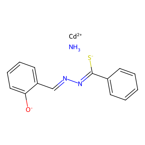 (2-Hydroxybenzaldehyde thiobenzoylhydrazonato)ammino-cadmium(II) structure