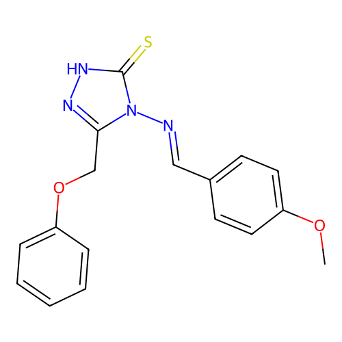 4-[(E)-(4-methoxyphenyl)methylideneamino]-3-(phenoxymethyl)-1H-1,2,4-triazole-5-thione structure