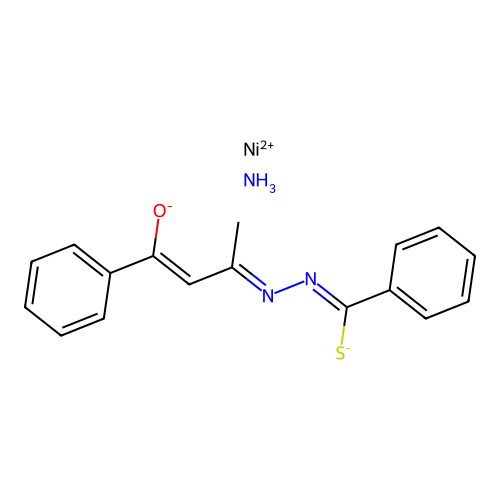 (1,3-(1-Phenyl)butanedione thiobenzoylhydrazonato)ammino-nickel(II) structure