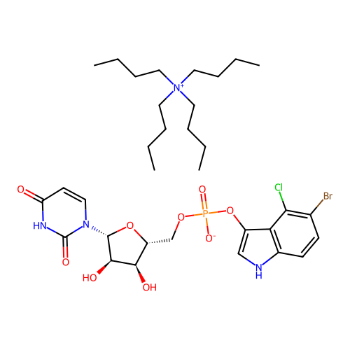 Uridine-3'-(5-bromo-4-chloroindol-3-yl)-phosphate structure
