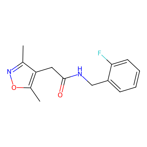 2-(3,5-dimethylisoxazol-4-yl)-N-(2-fluorobenzyl)acetamide structure