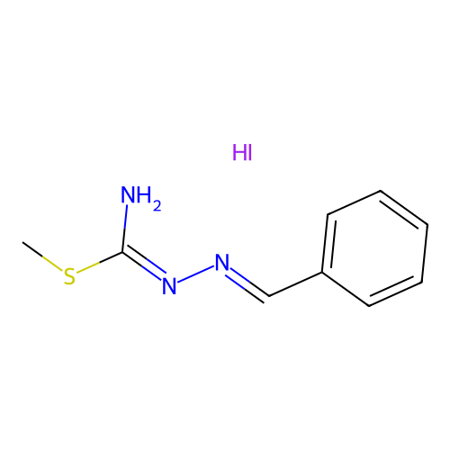 N'-(benzylideneamino)-1-methylsulfanyl-methanimidamide Hydroiodide structure