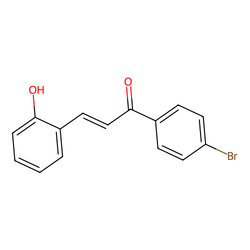 (2E)-1-(4-bromophenyl)-3-(2-hydroxyphenyl)prop-2-en-1-one structure