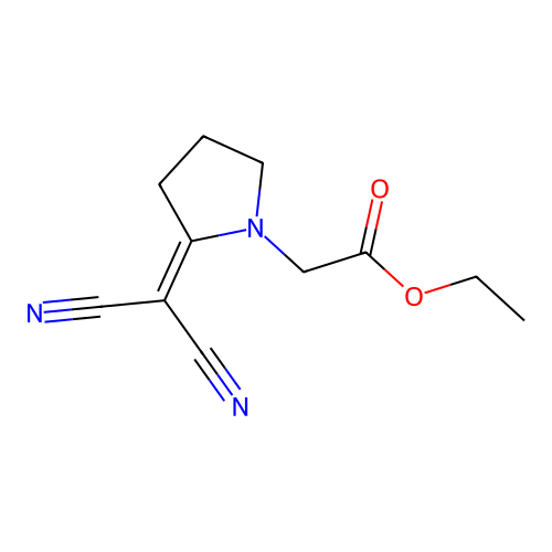 Ethyl [2-(dicyanomethylene)pyrrolidin-1-yl]acetate structure