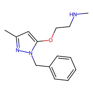 Pyrazole, 1-benzyl-3-methyl-5-(2-(methylamino)ethoxy)- structure