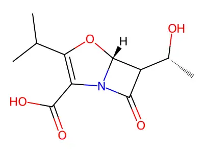 6-(1-Hydroxyethyl)-2-isopropyl-1-oxa-penem-3-carboxylic acid structure