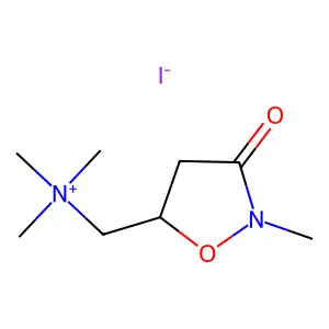 2-Methyl-5-((dimethylamino)methyl)-3-oxoisoxazolidine methiodide structure