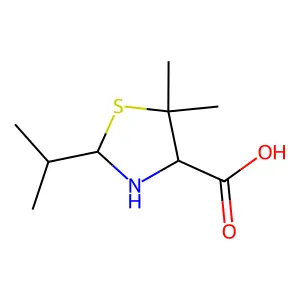 2-Isopropyl-5,5-dimethylthiazolidine-4-carboxylic acid structure