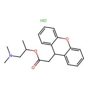 1-(Dimethylamino)propan-2-yl (9H-xanthen-9-yl)acetate--hydrogen chloride (1/1) structure