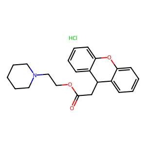 Xanthene-9-acetic acid, 2-piperidinoethyl ester, hydrochloride structure