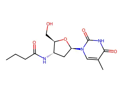 Thymidine, 3'-deoxy-3'-((1-oxobutyl)amino)- structure