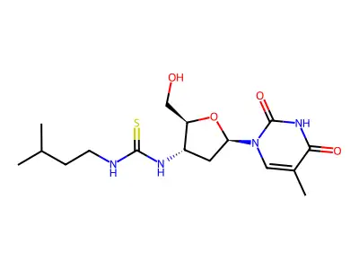 Thymidine, 3'-deoxy-3'-((((3-methylbutyl)amino)thioxomethyl)amino)- structure