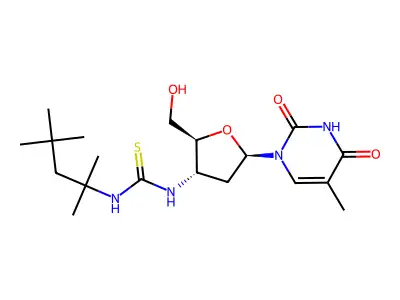 Thymidine, 3'-deoxy-3'-((((1,1,3,3-tetramethylbutyl)amino)thioxomethyl)amino)- structure