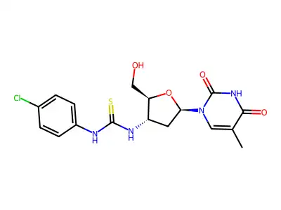 Thymidine, 3'-((((4-chlorophenyl)amino)thioxomethyl)amino)-3'-deoxy- structure