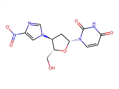 Uridine, 2',3'-dideoxy-3'-(4-nitro-1H-imidazol-1-yl)- structure