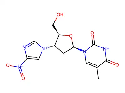 Thymidine, 3'-deoxy-3'-(4-nitro-1H-imidazol-1-yl)- structure