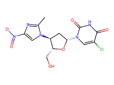 Uridine, 5-chloro-2',3'-dideoxy-3'-(2-methyl-4-nitro-1H-imidazol-1-yl)- structure
