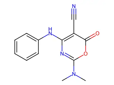 4-anilino-2-(dimethylamino)-6-oxo-6H-1,3-oxazine-5-carbonitrile structure