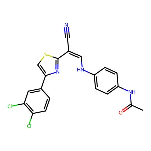 (Z)-N-(4-((2-cyano-2-(4-(3,4-dichlorophenyl)thiazol-2-yl)vinyl)amino)phenyl)acetamide structure