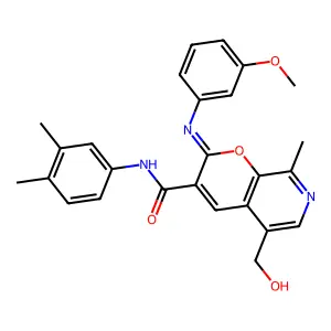 (2Z)-N-(3,4-dimethylphenyl)-5-(hydroxymethyl)-2-[(3-methoxyphenyl)imino]-8-methyl-2H-pyrano[2,3-c]pyridine-3-carboxamide structure