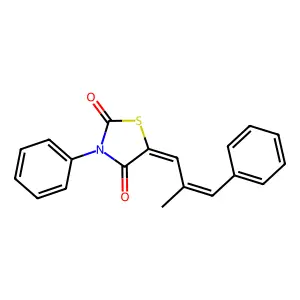 (E)-5-((E)-2-methyl-3-phenylallylidene)-3-phenylthiazolidine-2,4-dione structure