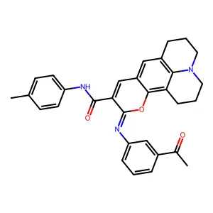 (11Z)-11-[(3-acetylphenyl)imino]-N-(4-methylphenyl)-2,3,6,7-tetrahydro-1H,5H,11H-pyrano[2,3-f]pyrido[3,2,1-ij]quinoline-10-carboxamide structure