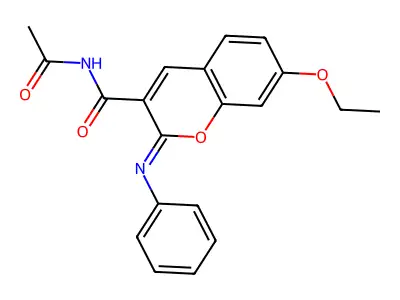 (2Z)-N-acetyl-7-ethoxy-2-(phenylimino)-2H-chromene-3-carboxamide structure