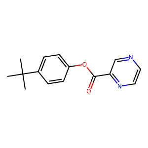 Pyrazinecarboxylic acid, 4-(1,1-dimethylethyl)phenyl ester structure
