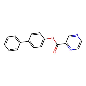 Pyrazinecarboxylic acid, (1,1'-biphenyl)-4-yl ester structure