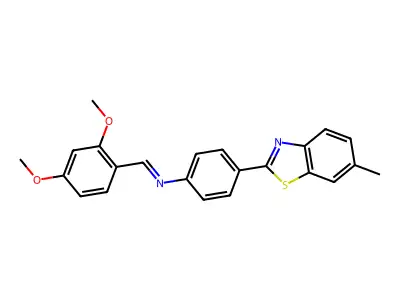 (E)-N-(2,4-dimethoxybenzylidene)-4-(6-methylbenzo[d]thiazol-2-yl)aniline structure