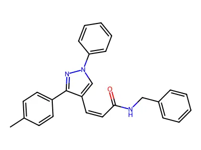 (Z)-N-benzyl-3-(1-phenyl-3-(p-tolyl)-1H-pyrazol-4-yl)acrylamide structure