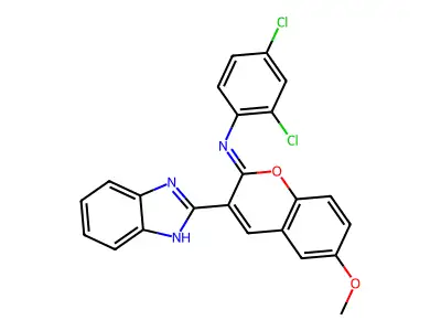 (2Z)-3-(1H-1,3-benzodiazol-2-yl)-N-(2,4-dichlorophenyl)-6-methoxy-2H-chromen-2-imine structure