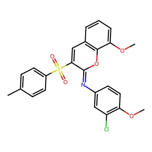 N-(3-chloro-4-methoxyphenyl)-8-methoxy-3-(4-methylphenyl)sulfonylchromen-2-imine structure