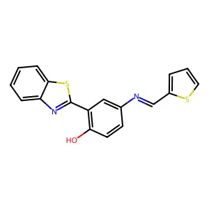 (E)-2-(benzo[d]thiazol-2-yl)-4-((thiophen-2-ylmethylene)amino)phenol structure