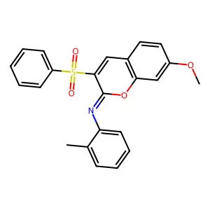 3-(benzenesulfonyl)-7-methoxy-N-(2-methylphenyl)chromen-2-imine structure