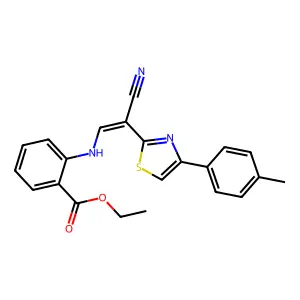 (Z)-ethyl 2-((2-cyano-2-(4-(p-tolyl)thiazol-2-yl)vinyl)amino)benzoate structure