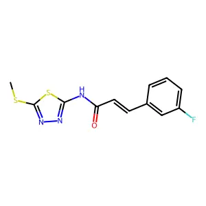 (E)-3-(3-fluorophenyl)-N-(5-(methylthio)-1,3,4-thiadiazol-2-yl)acrylamide structure