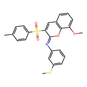 8-methoxy-3-(4-methylphenyl)sulfonyl-N-(3-methylsulfanylphenyl)chromen-2-imine structure