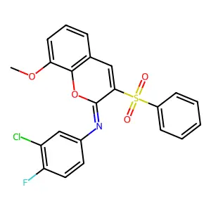 3-(benzenesulfonyl)-N-(3-chloro-4-fluorophenyl)-8-methoxychromen-2-imine structure