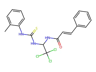 (E)-3-phenyl-N-[2,2,2-trichloro-1-[(2-methylphenyl)carbamothioylamino]ethyl]prop-2-enamide structure