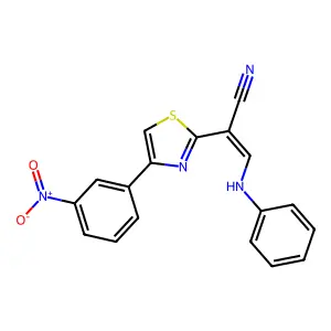 (E)-2-(4-(3-nitrophenyl)thiazol-2-yl)-3-(phenylamino)acrylonitrile structure