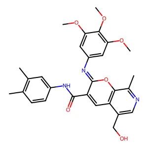(2Z)-N-(3,4-dimethylphenyl)-5-(hydroxymethyl)-8-methyl-2-[(3,4,5-trimethoxyphenyl)imino]-2H-pyrano[2,3-c]pyridine-3-carboxamide structure