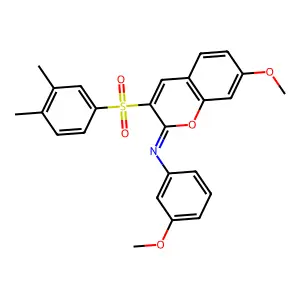 3-(3,4-dimethylphenyl)sulfonyl-7-methoxy-N-(3-methoxyphenyl)chromen-2-imine structure