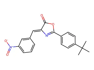 2-(4-tert-butylphenyl)-4-{3-nitrobenzylidene}-1,3-oxazol-5(4H)-one structure