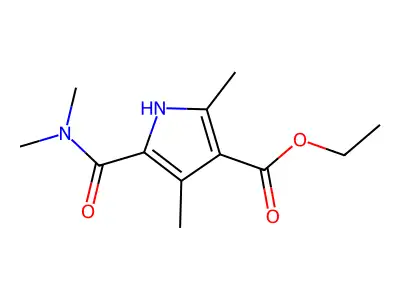Ethyl 2,4-dimethyl-5-(dimethylcarbamoyl)-3-pyrrolecarboxylate structure