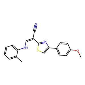 (E)-2-(4-(4-methoxyphenyl)thiazol-2-yl)-3-(o-tolylamino)acrylonitrile structure