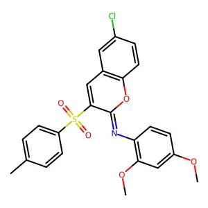 6-chloro-N-(2,4-dimethoxyphenyl)-3-(4-methylphenyl)sulfonylchromen-2-imine structure
