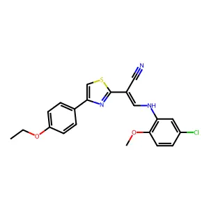(E)-3-((5-chloro-2-methoxyphenyl)amino)-2-(4-(4-ethoxyphenyl)thiazol-2-yl)acrylonitrile structure