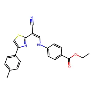(Z)-ethyl 4-((2-cyano-2-(4-(p-tolyl)thiazol-2-yl)vinyl)amino)benzoate structure